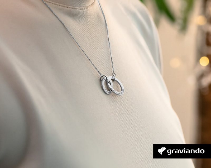 Halskette-Kreis mit Gravur Silver - für meine Frau - und Freundin - für meine Mama und Oma - Gravur - Graviando