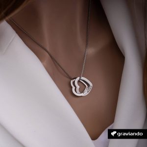 Halskette mit zwei Herzen - Silber - für meine Frau - Mama - Gravur - Graviando