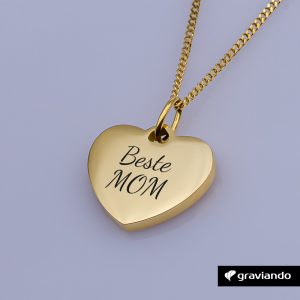 Damen Herzkette mit Gravur Gold - für meine Frau - für Mama - Gravur - Graviando