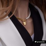 Perlen Halskette mit Schloss - für meine Frau - Mama - Gravur - Graviando